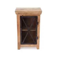 MEYA MUEBLES - Velador Mita alto estilo industrial madera y acero 90x55x35