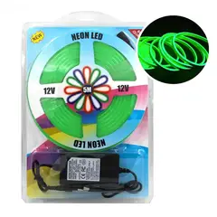 GENERICO - Cinta Neon Led 12v Flexible 5m Incluye Transformador 220v Verde