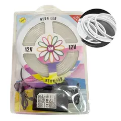 GENERICO - Cinta Neon Led 12v Flexible 5m Incluye Transformador 220v Blanco