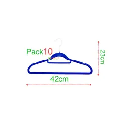 GENERICO - Pack 10 Colgadores Terciopelo Antideslizante Azul 42cm