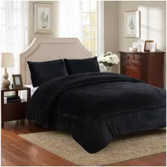 GENERICO - Cubrecama de Invierno Plush con Chiporro 2 P Negro