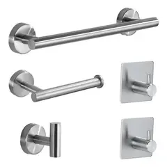 KUANGYE - Set De 5 Accesorios De Baño Acero Inoxidable plata
