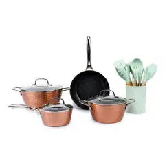 SIMPLIT - Kit Batería Cocina 7 Pza + Set 12 Utensilios Calipso
