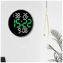 OEM - RELOJ DIGITAL REDONDO DE PARED CON CONTROL REMOTO VERDE