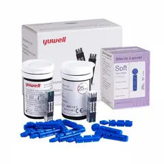 TOPMEDIC - 50 Cintas Tiras Reactivas + 50 Lancetas para Glucómetro Yuwell 582