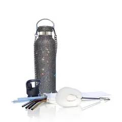 GENERICO - Termo Zuletti brillante botella con brillos y accesorios color Negro.