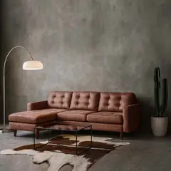 LATAM HOME - Sofá Seccional Izquierdo Napoles Cuero Kentucky Café Claro