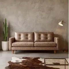 LATAM HOME - Sofá Napoles 3 Cuerpos Cuero Kentucky Beige