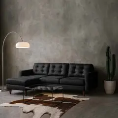 LATAM HOME - Sofá Seccional Izquierdo Napoles Cuero Kentucky Negro