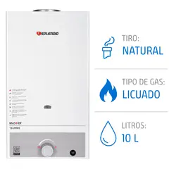 SPLENDID - Calefont 10 litros Gas licuado Tiro natural