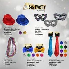 BIG PARTY - Pack Carnaval 14 Piezas Lentejuela