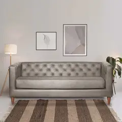 LATAM HOME - Sofá Brescia 3 Cuerpos Cuero Kentucky Gris
