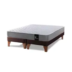 LATAM HOME - Cama Europea Zen Best 2 Plazas Colchon Resortes Base Dividida PU Café