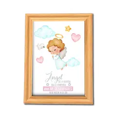GENERICO - Cuadro Infantil Ángel de la Guarda Rosado Regalo De Bautizo