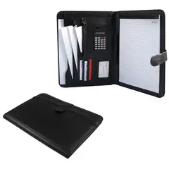 GENERICO - Carpeta de ecocuero Negro con accesorios