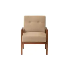 LATAM HOME - Sitial Munich Lino Natural Con Brazos Y Patas De Madera