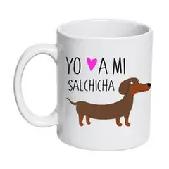 PETFY - Tazón Cerámico Salchicha 320cc Yo amo a mi - Cafe…