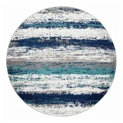 MODA ALFOMBRAS - Alfombra Redonda Florida Azul 160 X 160 Cm