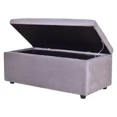 MASEL - Banqueta baul felpa Gris 100 x 50 x 45