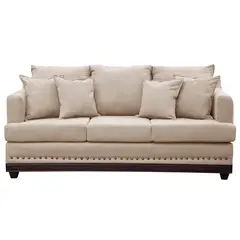 MASEL - Sofa 3c estambul tachas tela Beige 200 x 90 x 95
