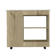FMFURNITURE - Isla De Cocina Con Ruedas Café Claro 160.7x70x36.3 cm