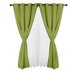 MASEL - Cortina set yasmin 8 piezas 1.40 x 2.25 pistacho