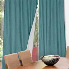 MASEL - Set 2 cortinas Black Out lino Turquesa 140 x 225