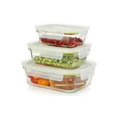 GENERICO - Set 3 Tupper Herméticos De Vidrio Para Comida Taper Comida