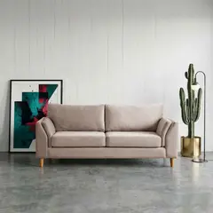 LATAM HOME - Sofá Milan 3C Tela Felpa Beige Con Asiento de Resortes Pocket