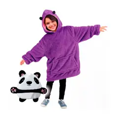 ESHOPANGIE - Polerón Peluche Infantil Con Capucha Panda Morado