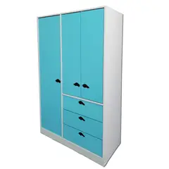 MUEBLES KIDS - Closet 3 puertas , 3 cajones celeste auto