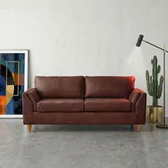LATAM HOME - Sofá Milan 3 Cuerpos Cuero Kentucky Cafe Moro Con Asiento de Resortes Pocket