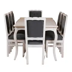 MUEBLES NATIVA - COMEDOR NORMANDO 100x200 Respaldo Tapizado Gris