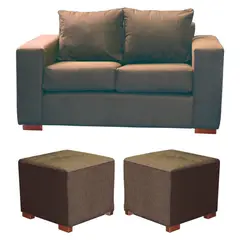 DKORA - Living City sofa 2 cuerpos + 2 Puff Café