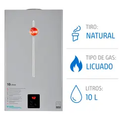 RHEEM - Calefont 10 litros Gas licuado Tiro Natural