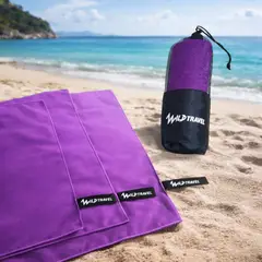 WILD TRAVEL - Pack 3 Toalla Microfibra Morada Secado Rápido