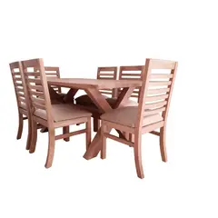 MUEBLES NATIVA - Comedor Cruz 6 Sillas Palillo Tapiz Beige
