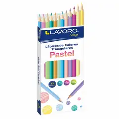 LAVORO - Lápices De Colores 12 Largo Triangular Colores Pastel