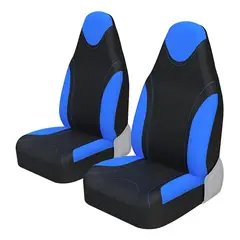 GENERICO - X2 Funda Cubre Asiento Individual Delantero Tela AZUL