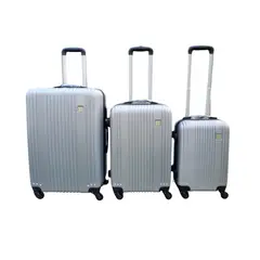 GENERICO - Set 3 Maletas Rigidas Ruedas 360 Plata 26