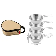 DEFENSOR FOREVER - Set De 4 Platos Plegable De Acero Para Camping