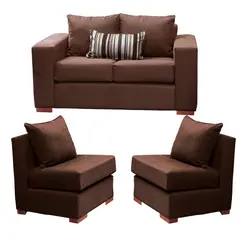 DKORA - Living sofa 2 cuerpos + 2 sofá 1cuerpo Evans Café