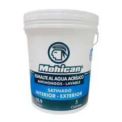 MOHICAN - Esmalte Al Agua Antihongos Satinado Tineta 5 Gal Blanco
