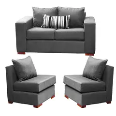 DKORA - Living Evans sofa 2 cuerpos + 2 Sofá 1 cuerpo Marengo
