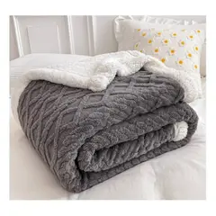 GENERICO - Manta polar con sherpa termica gris