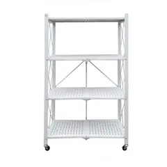 MOBITAT - Estante Plegable con Ruedas 4 niveles Blanco