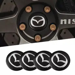 GENERICO - Set X4 Tapa centro Llantas auto 56mm MAZDA NEGRO LOGO PLATA