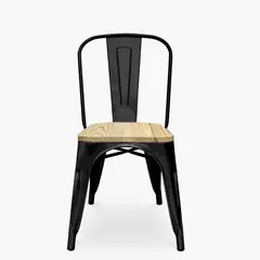 VENHOOUSE - Silla Tolix Negra Con Asiento De Madera