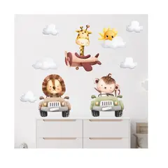 GENERICO - Vinilo Adhesivo Decorativo Infantil Pared Aviones Autitos Safari