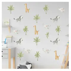 GENERICO - Vinilo Adhesivo Decorativo Infantil Pared Safari Patrón